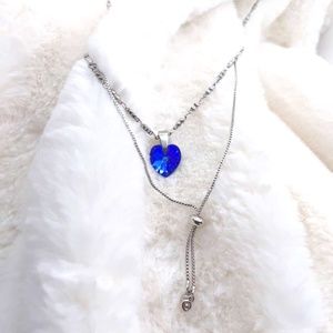 Stainless Steel necklace with blue Swarovski